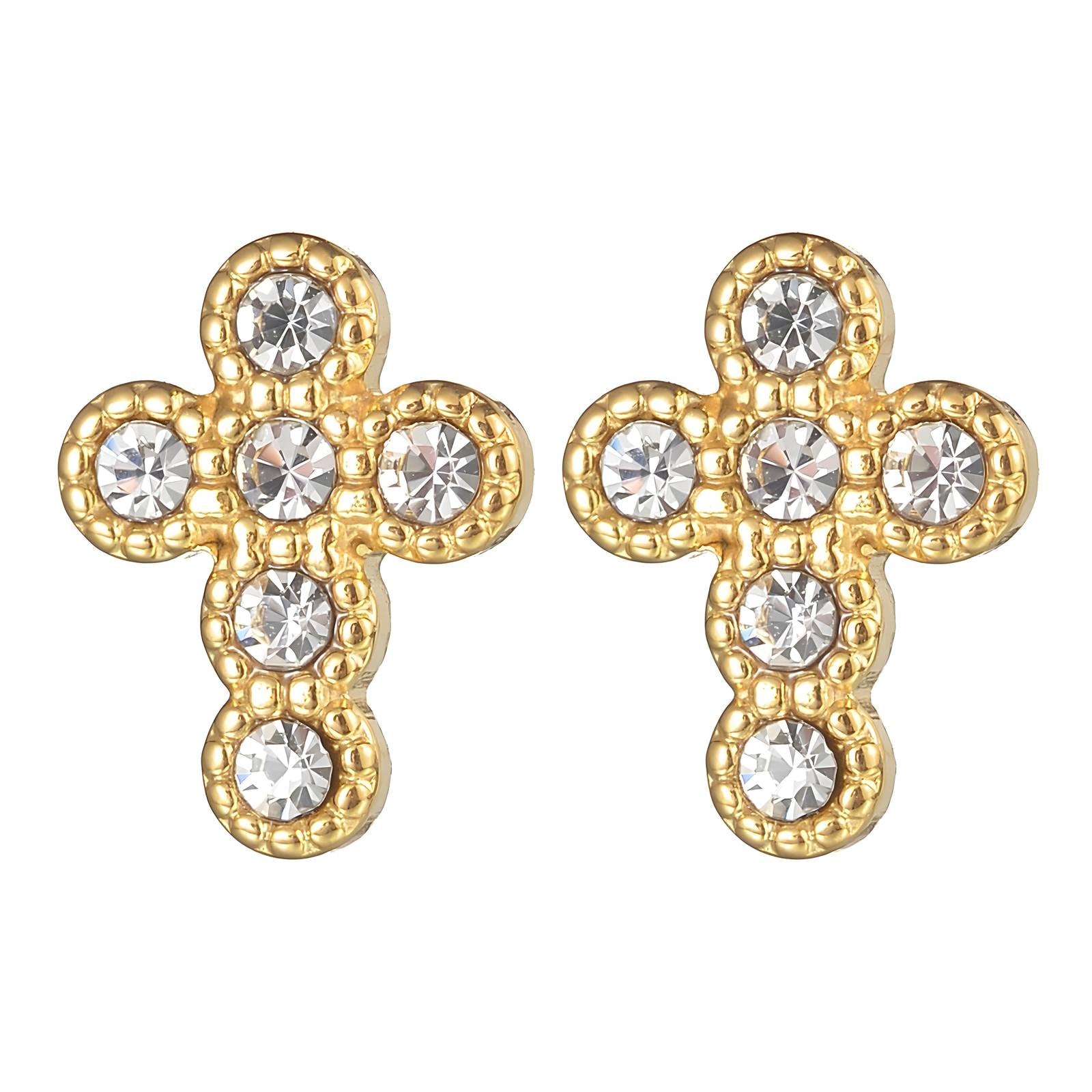 Sofia Crystal Cross Studs